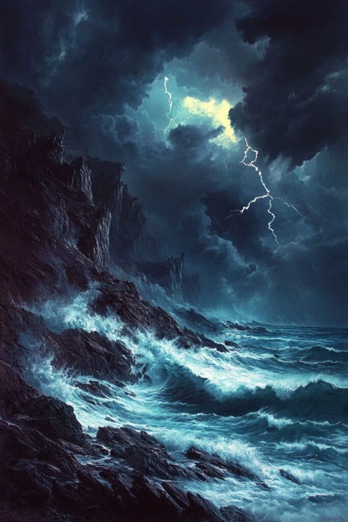 stormy seascape scene